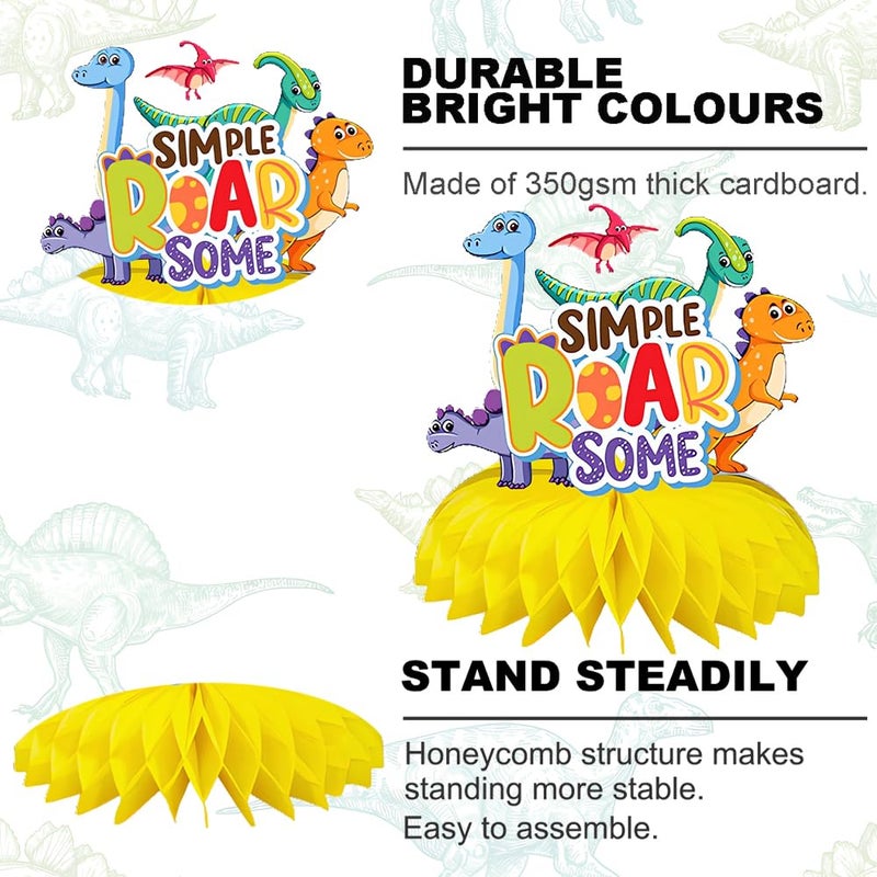 Jamonxi Dinosaur Birthday Decorations For 4-8 Year Old Boy And Girl, Baby Shower Center Pieces Cute Decoration For Table, Colorful Dinosaur Party Favors For Kids 1-3 Easy Assembly Stable Standing - Image 5